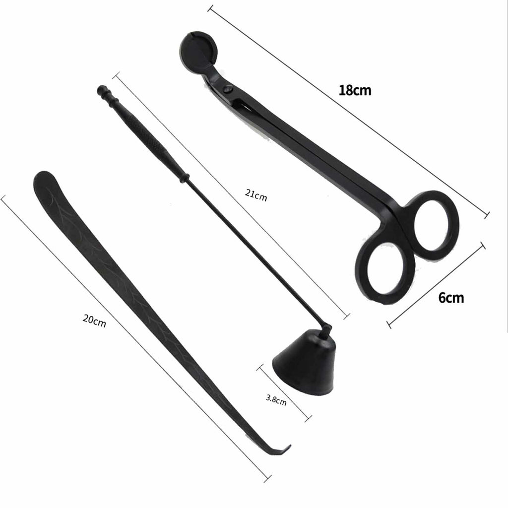 3pcs Stainless Steel Candle Care Tool Set | Wick Trimmer Snuffer & Hook Kit