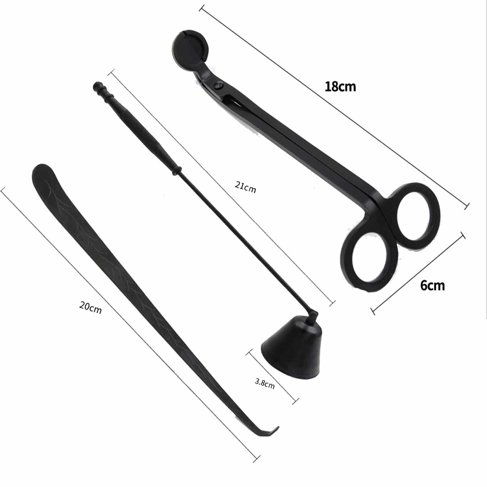 3pcs Stainless Steel Candle Care Tool Set | Wick Trimmer Snuffer & Hook Kit