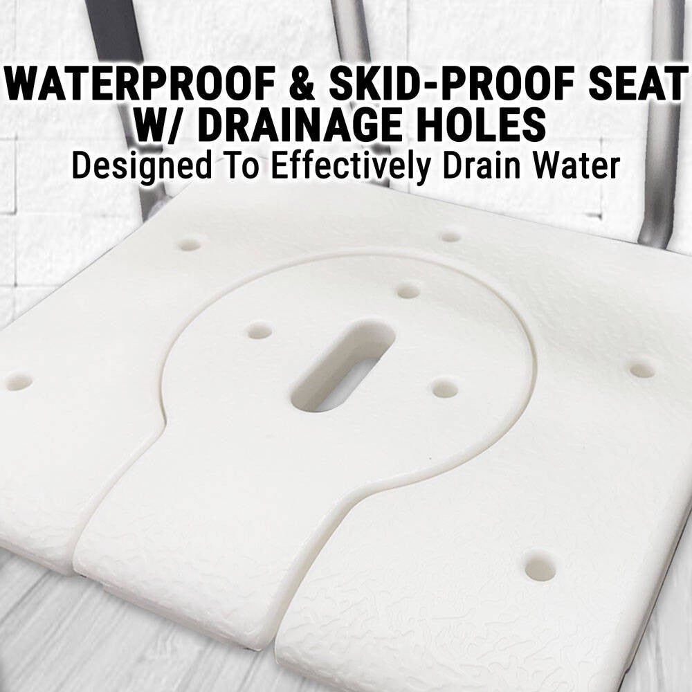 5-in-1 Adjustable Commode Shower Chair with Arms & Back | Raised Toilet Seat & Bedside Mobility Aid for Elderly
