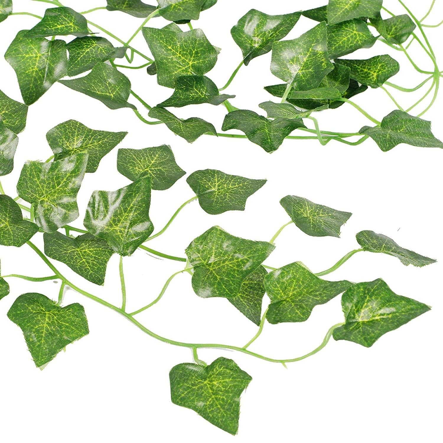 12PCS 2M Artificial Ivy Vine Garland - Fake Hanging Green Leaf Plant for Party Home Decor