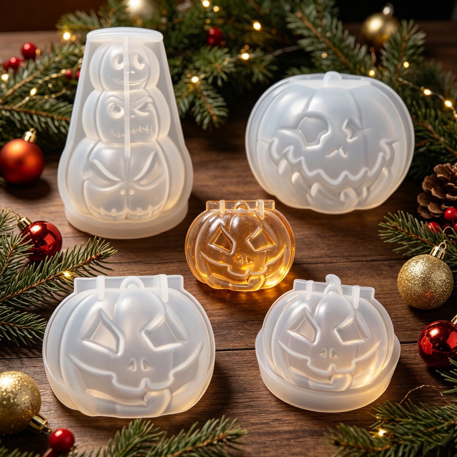 3pcs Pumpkin Silicone Mold Set | DIY Candle Soap Resin Mould for Baking & Crafts