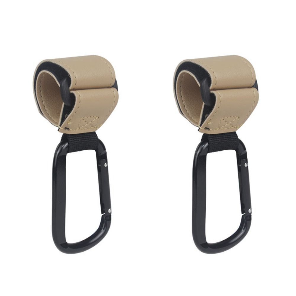 2PCS Metal Pram Hooks - PU Stroller Bag Hangers for Diaper Bags & Shopping Bags