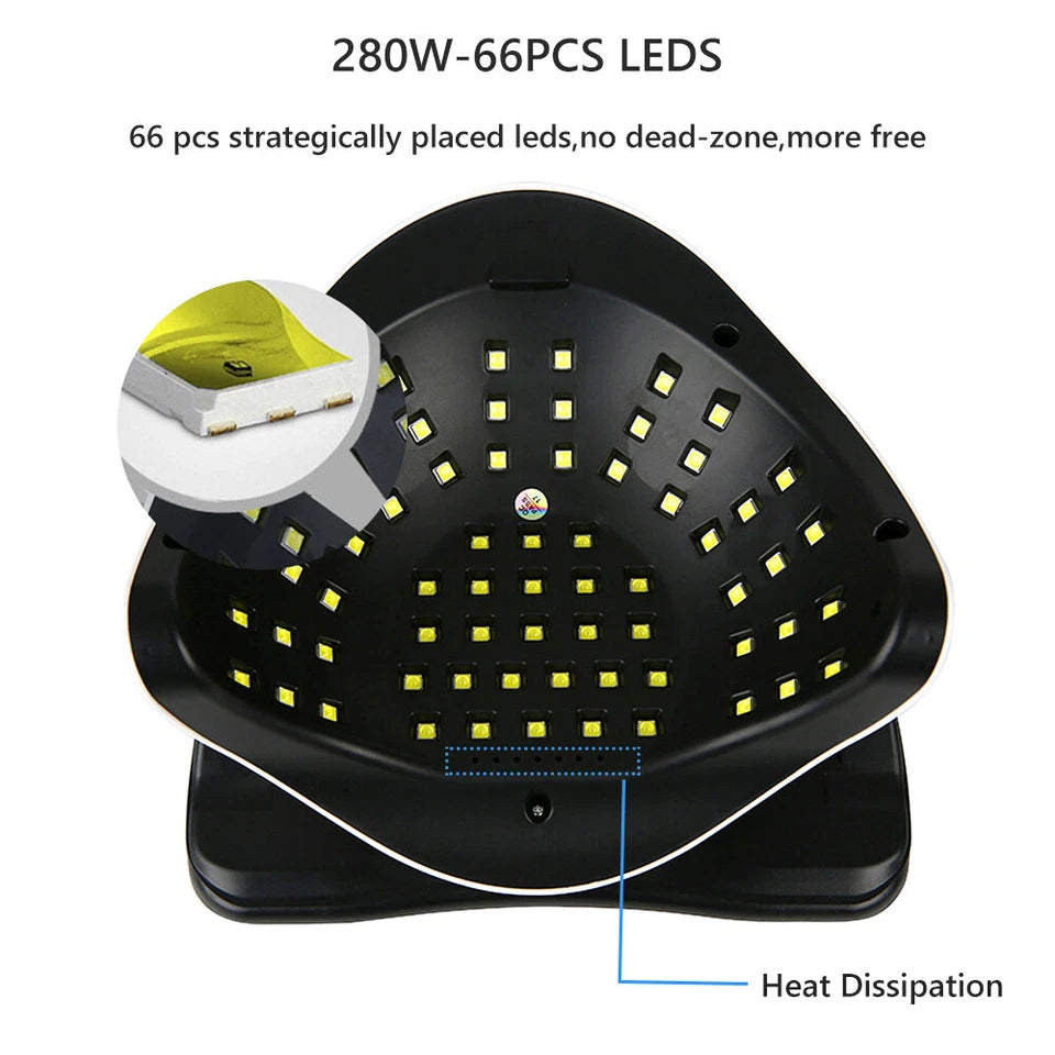 280W UV LED Nail Lamp Gel Polish Dryer Professional Nail Curing Light with Timer