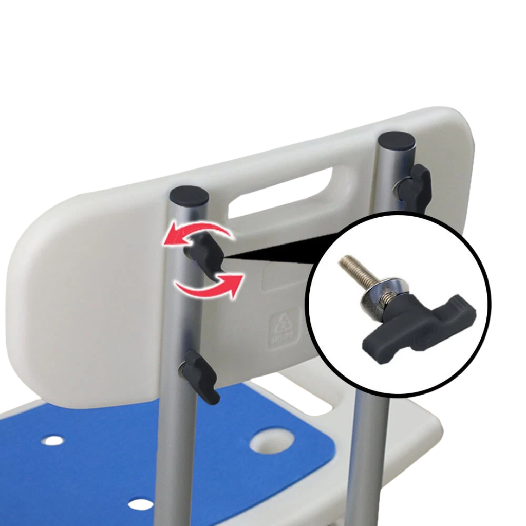 Adjustable Bath & Shower Chair with Backrest – Height Adjustable Non-Slip Bathroom Seat for Elderly & Disabled